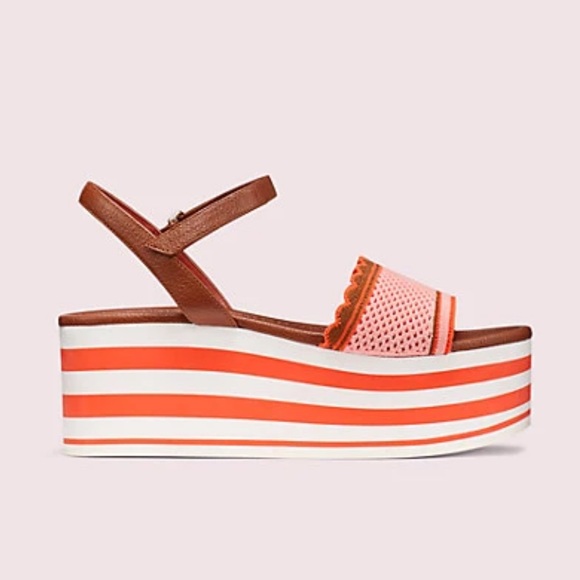 NEW Kate Spade Striped Highrise Wedges - Picture 2 of 12